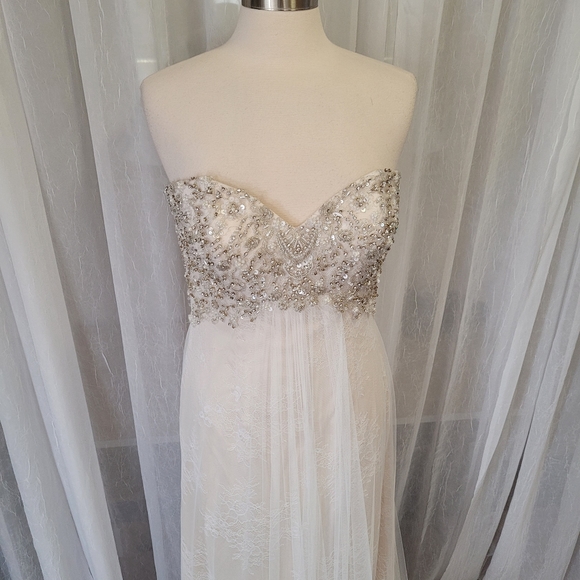 Justin Alexander Empire Waist Beaded English Net Cage Bridal Gown STYLE 8871 - Picture 5 of 14